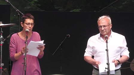 Illustration Meeting de bienvenue de Nathalie Arthaud et Jean-Pierre Mercier